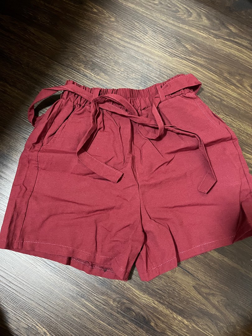 Red sale paperbag shorts
