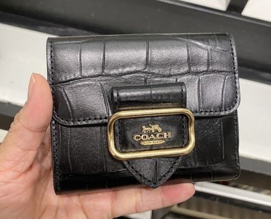 Coach Original Crocodile Embossed Black Leather Small Morgan