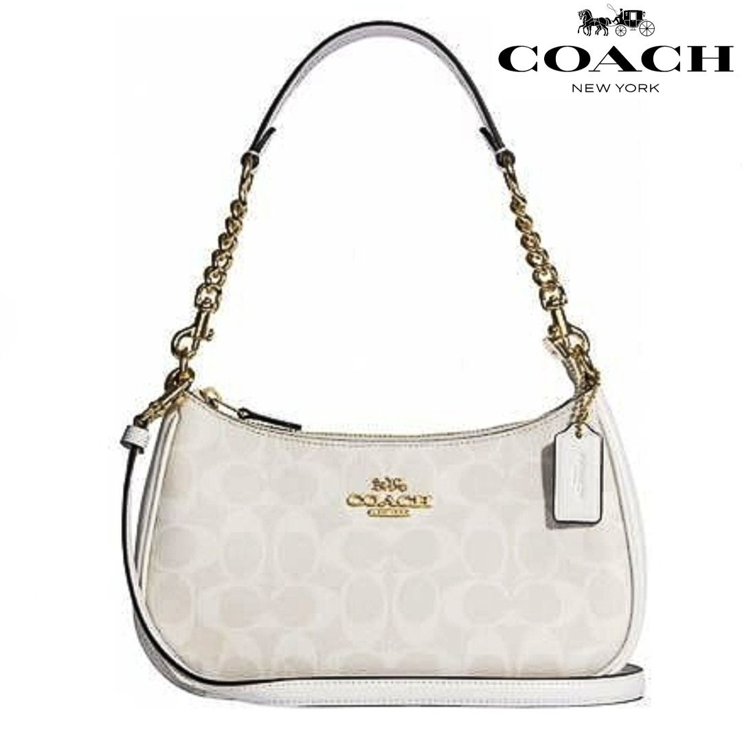 Coach Original Teri Shoulder Bag White Signature Collection Sling Crossbody Shoulder Bag For Women Come With Complete Set Suitable for Gift Luxury Bags Wallets on Carousell