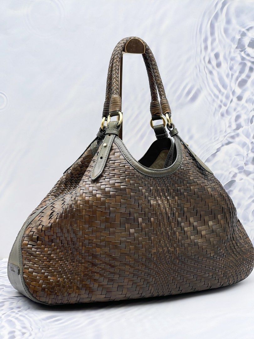 COLE HAAN GENEVIEVE WEAVE LEATHER LARGE TRIANGLE TOTE BAG Luxury Bags Wallets on Carousell