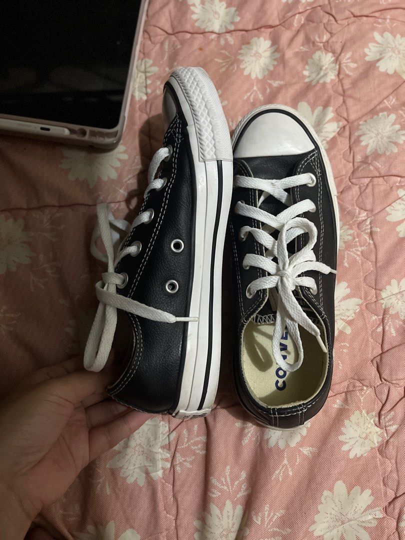 Black leather hotsell converse size 13