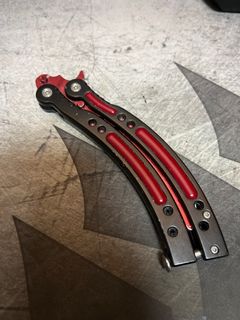 Red Blade Curved Balisong - Red Blade Butterfly Knife - Tactical Curved  Balisong