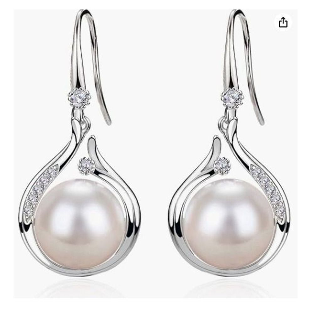 Freshwater pearl cheap drop earrings silver