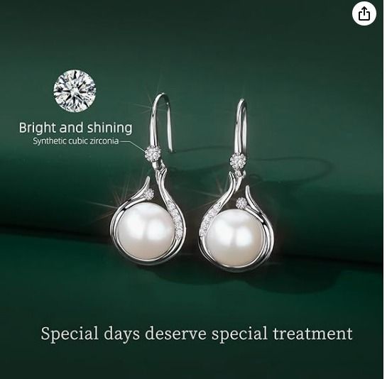Freshwater pearl drop hot sale earrings silver