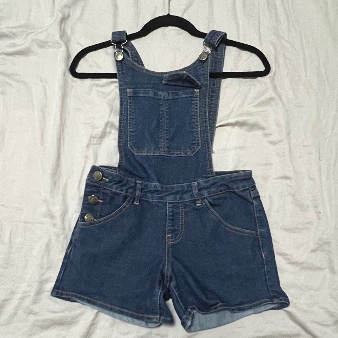 Dark blue Denim Overall Shorts for teens or women Women s Fashion Dresses Sets Rompers on Carousell