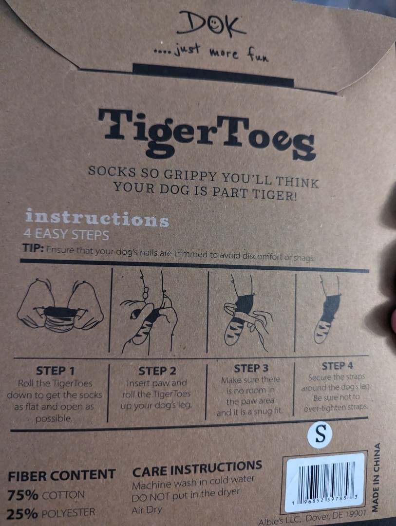 DOK TigerToes Premium Non-Slip Dog Socks