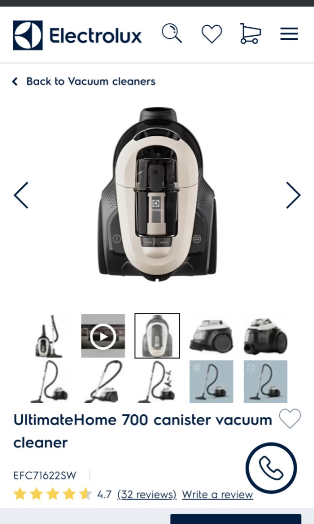 UltimateHome 700 canister vacuum cleaner - EFC71622SW