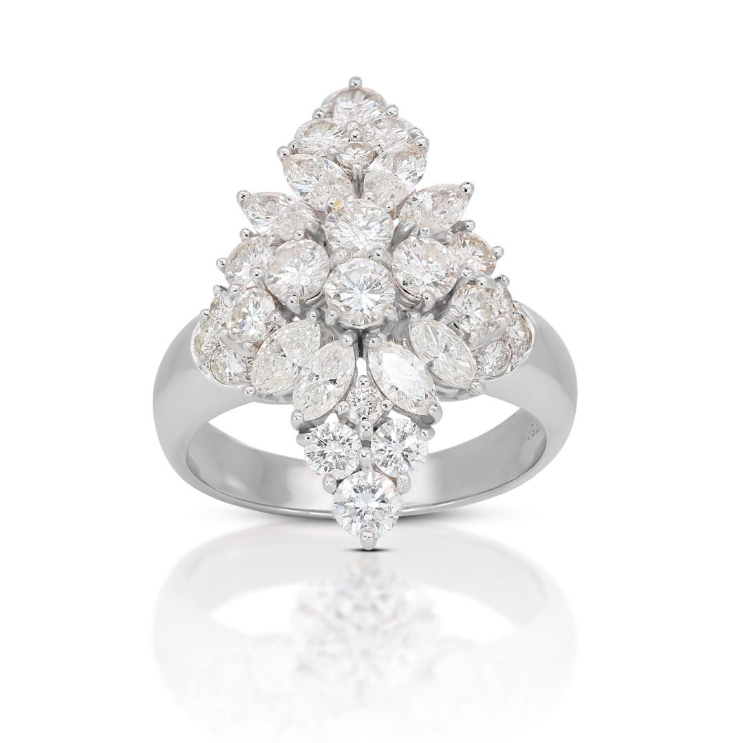 Exquisite 2.50ct Round Brilliant Art Deco Diamond Ring in 18K