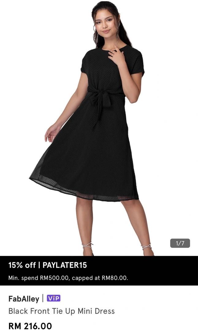 FabAlley Black Front Tie Up Mini Dress Women s Fashion Dresses