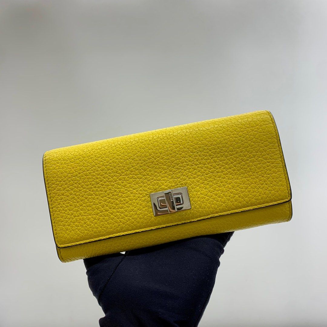 FENDI 8M0427 PEEKABOO YELLOW CALF LEATHER LONG WALLET 237045152