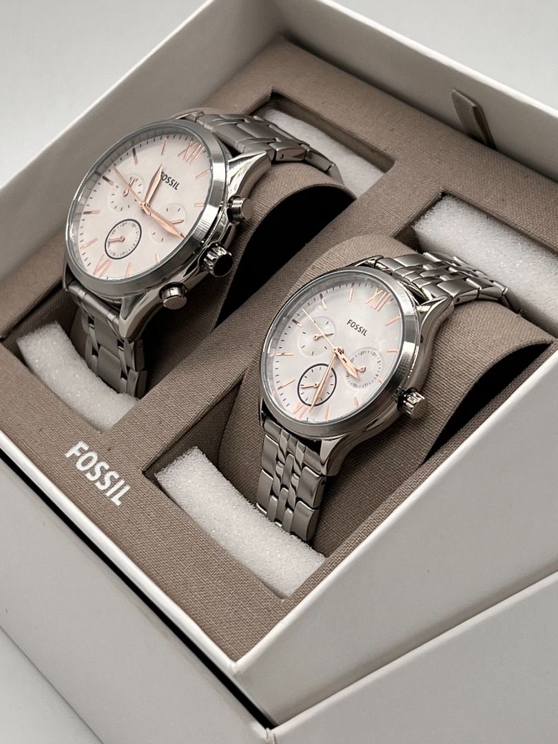 Fossil BQ2468SET His and Her Fenmore Multifunction Stainless Steel Watch Gift Set