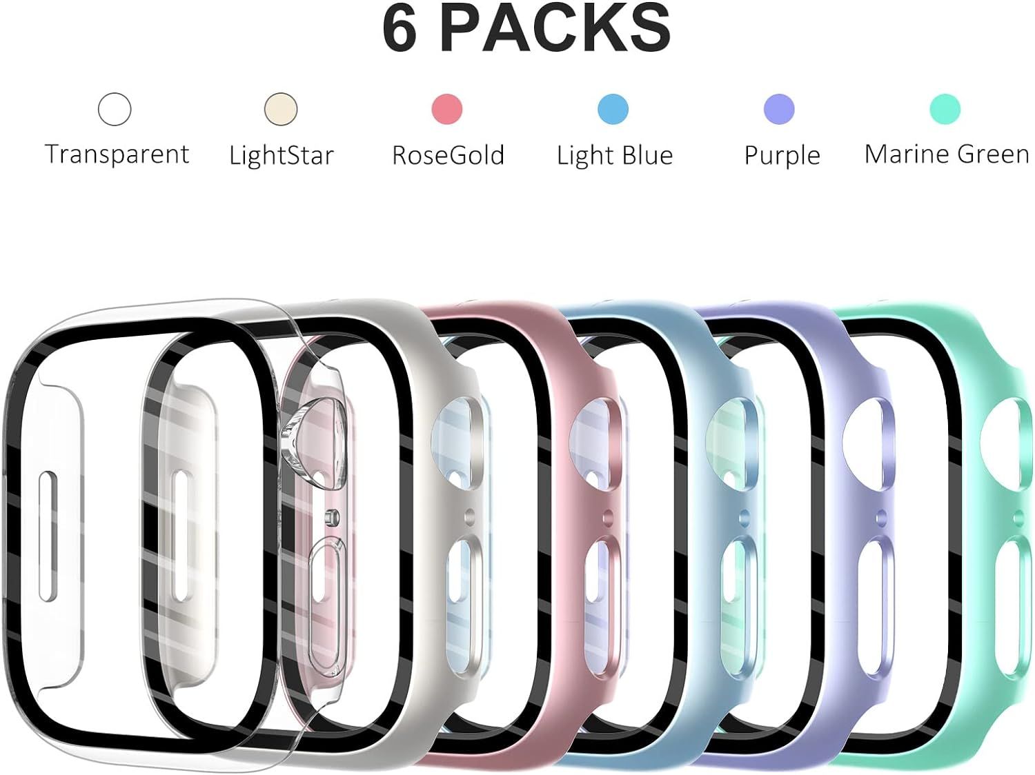 Fullife 6 Pack Compatible with Apple Watch Series 9 Case 45mm with