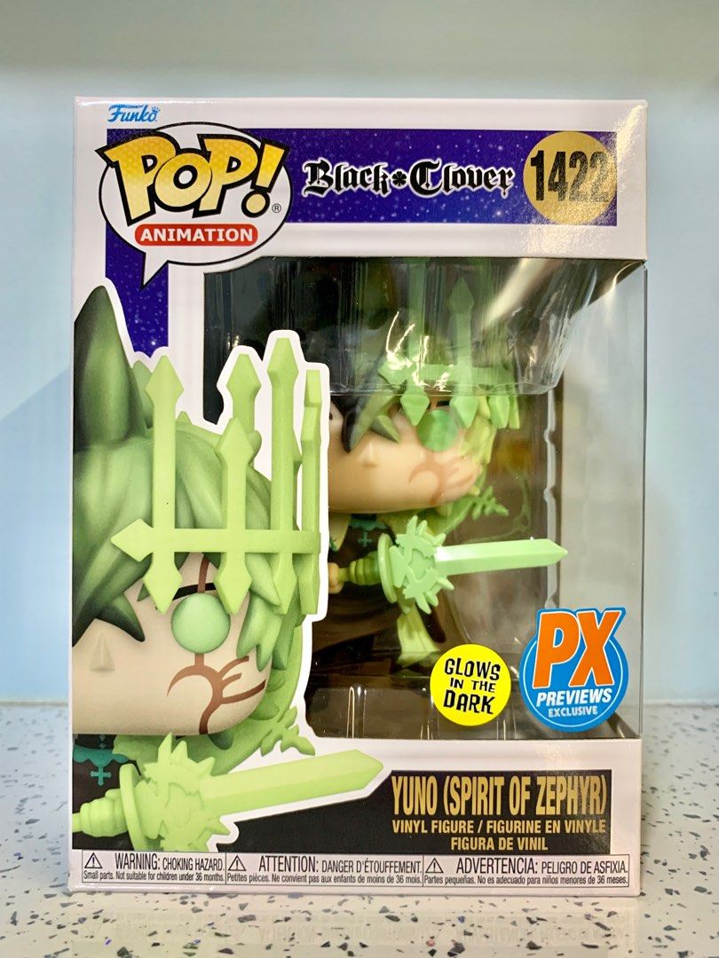 Funko Pop! Black Clover   Yuno (Spirit of Zephyr) 1422 PX GITD Glow in the Dark w/ Free