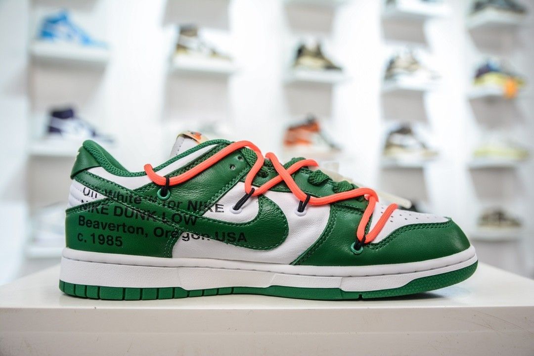 Off-white x futura x 'sb hot sale dunk low in white/pine green