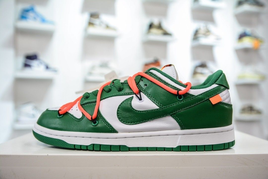 Off-white x futura x 'sb hot sale dunk low in white/pine green