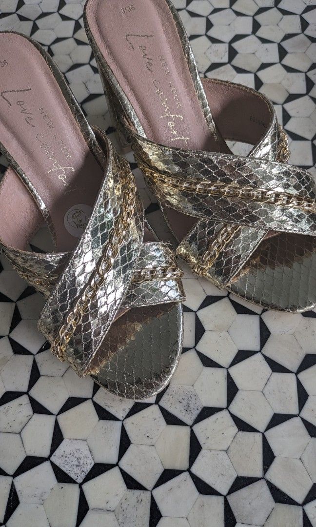 Gold mules only worn at home to try on. Beautiful shoes Women s