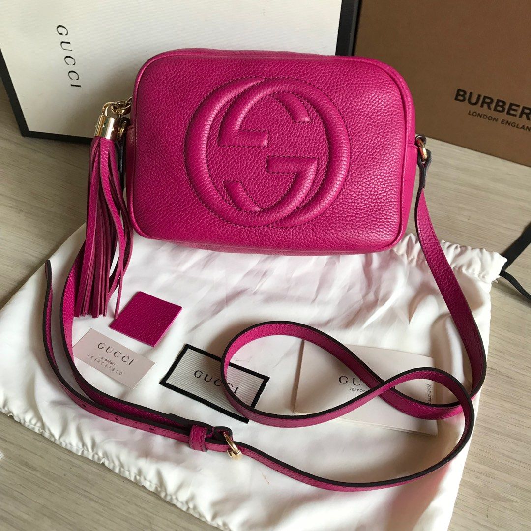 Gucci Soho Disco Camera Bag Pink Crossbody Leather, Luxury, Bags