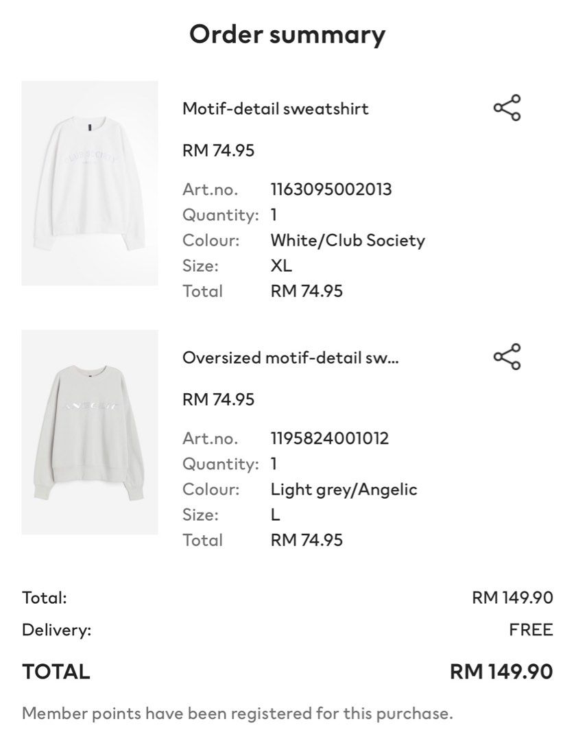 H M CLUB SOCIETY SWEATSHIRT Women s Fashion Tops Shirts on