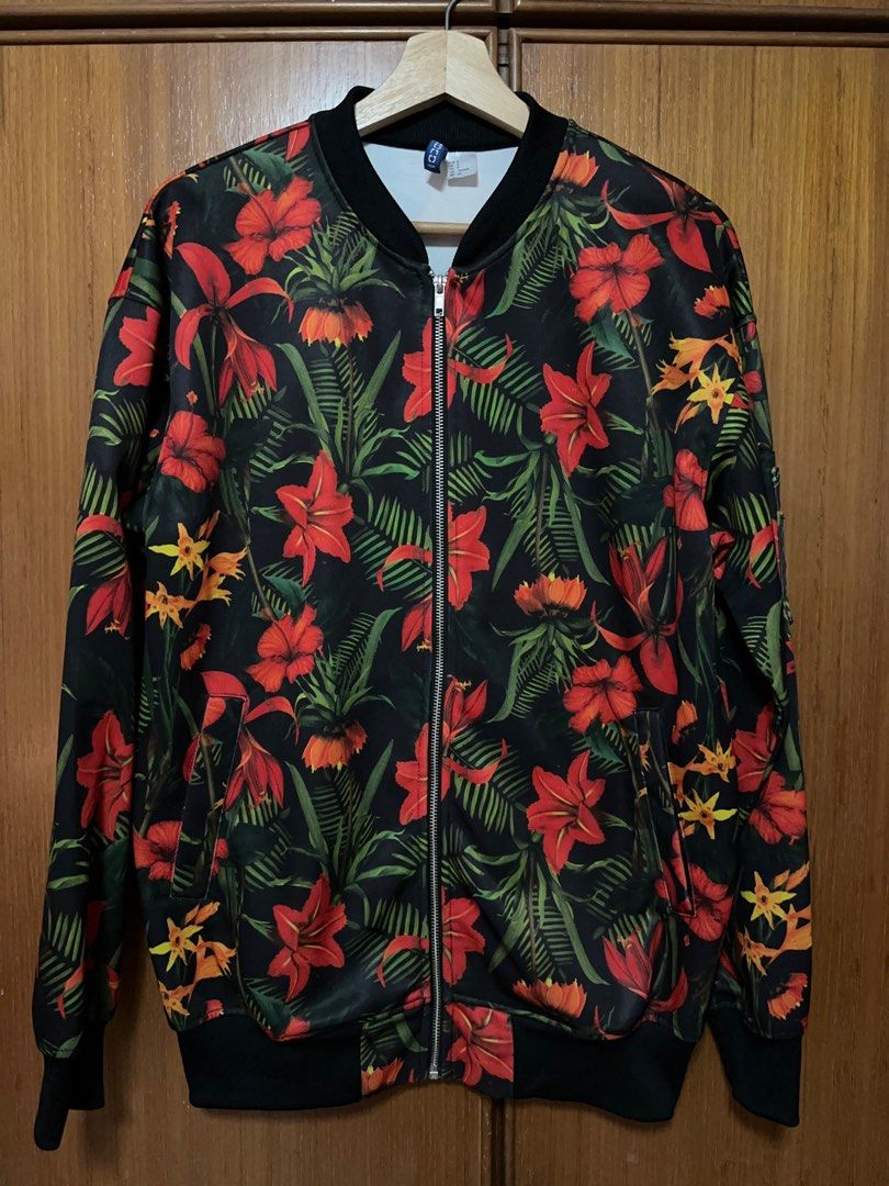 H&m men's floral bomber jacket store