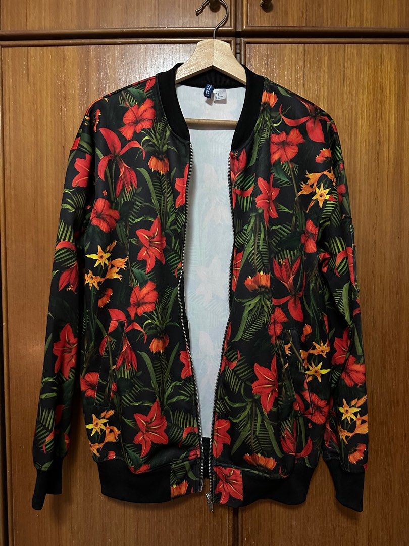 H&m men's floral bomber jacket hotsell