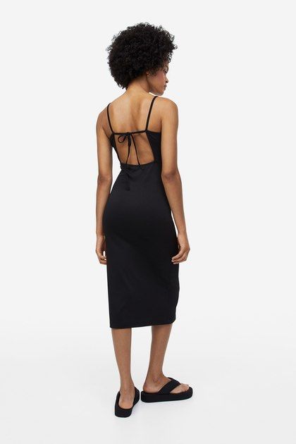H M Open backed Ribbed Jersey Dress Women s Fashion Dresses