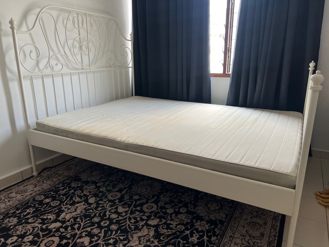 Ikea Leirvik Queen Bed / Katil & Hafslo Mattress, Furniture & Home