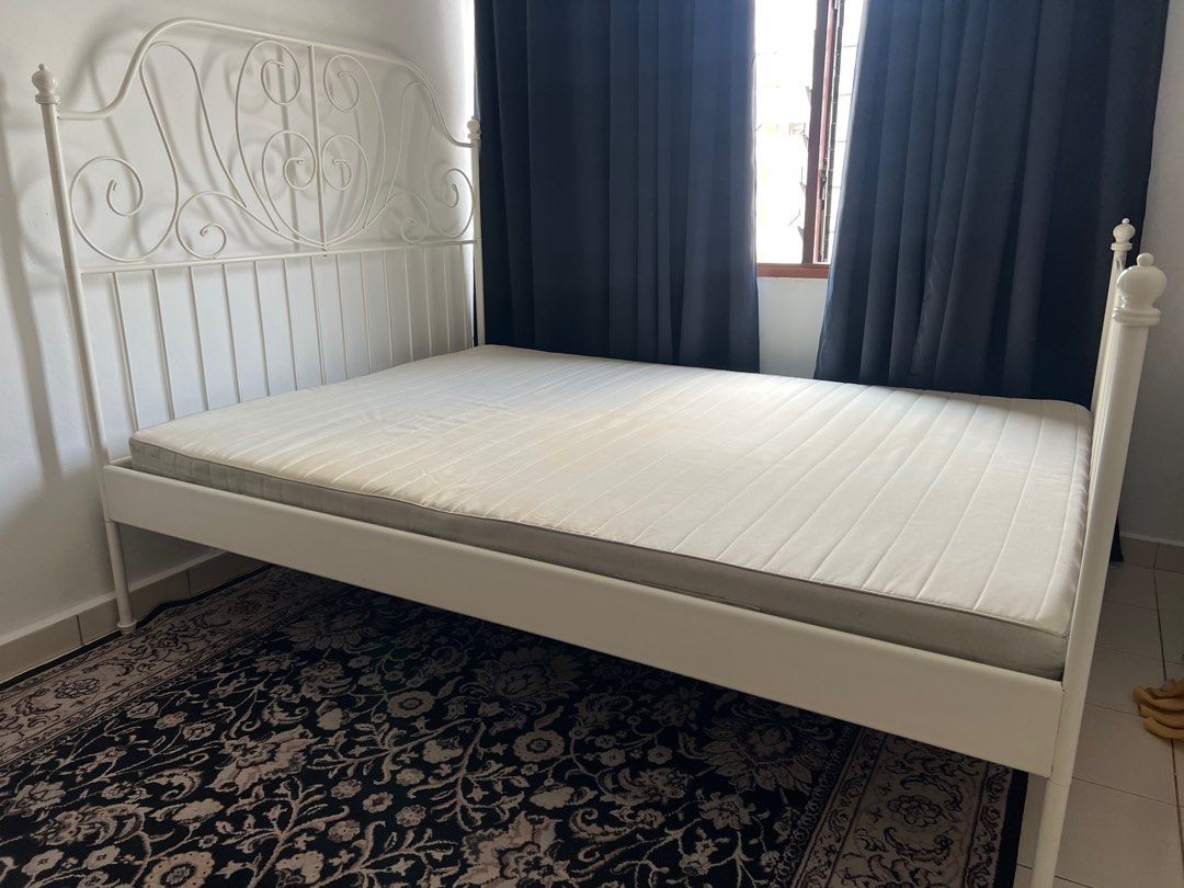 Ikea Leirvik Queen Bed / Katil & Hafslo Mattress, Furniture & Home