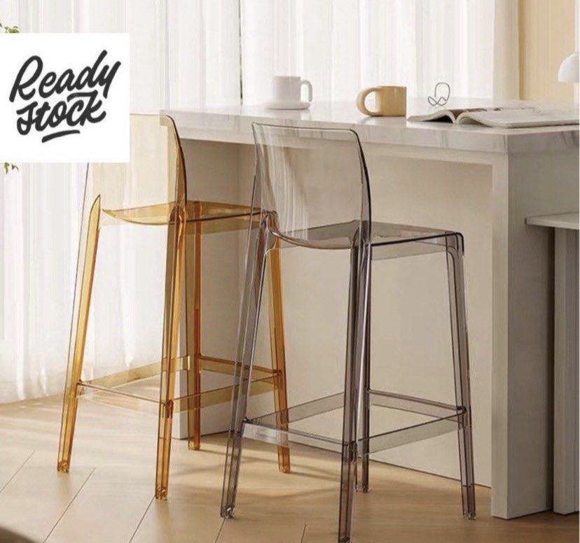 INSTOCK Zephyr Bar Chair Transparent Acrylic Creative Cafe Milk