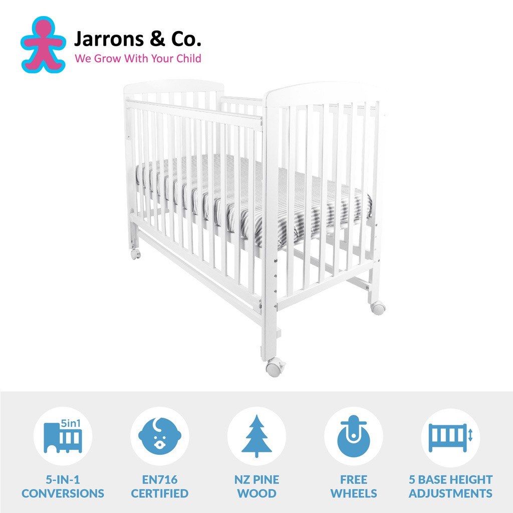 Jarron Happy 5in1 convertible Baby Cot Dropside Mechanism (Mattress