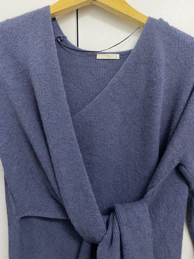 V neck cross top bandage slim knitted dresses