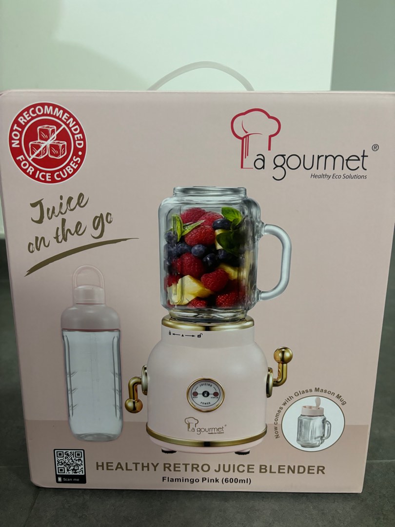 La Gourmet Healthy Retro Juice Blender in Flamingo Pink 600ml, TV