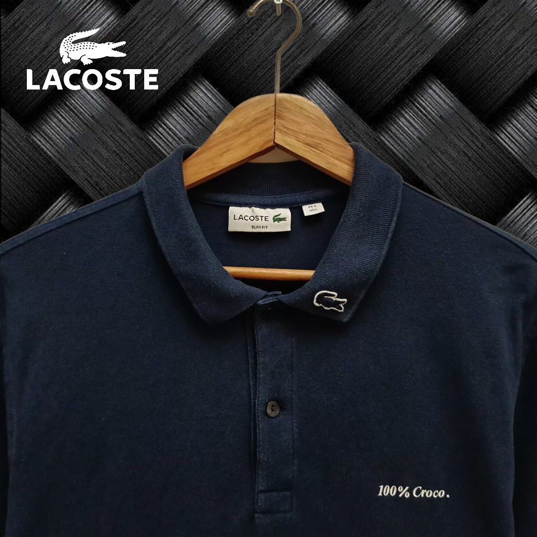 Lacoste 100 croco polo shirt pria kaos kerah pria