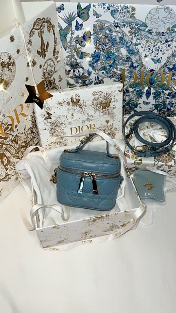 Small Lady Dior My ABCDior Bag Cloud Blue Cannage Lambskin