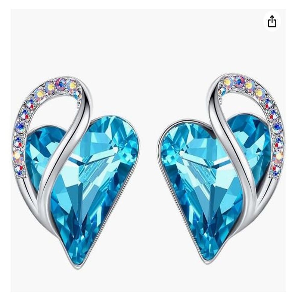 Leafael Infinity Love Heart Earrings, Crystal Stud Earrings with