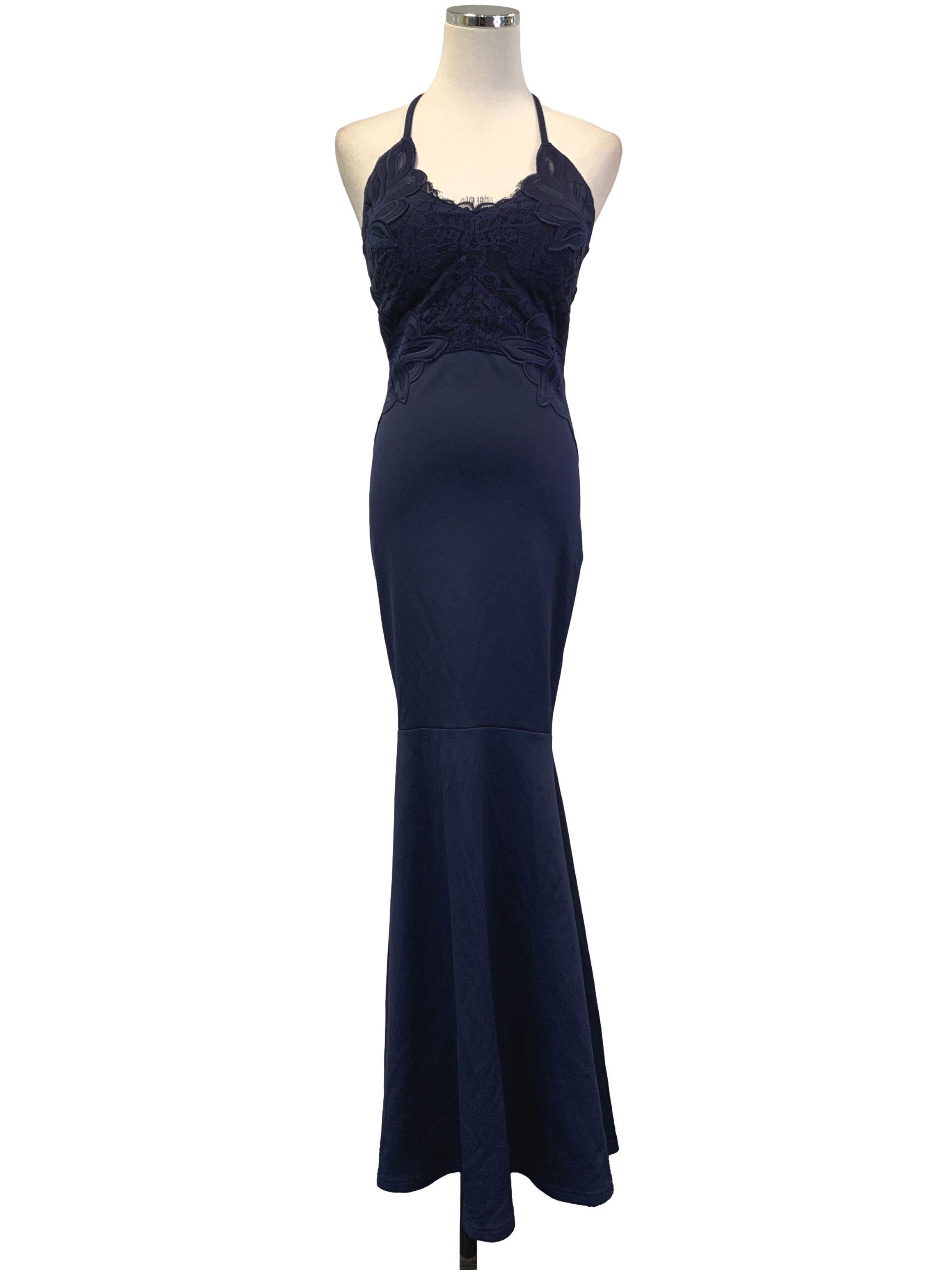 LIPSY London Navy Blue Lace Mermaid Dress