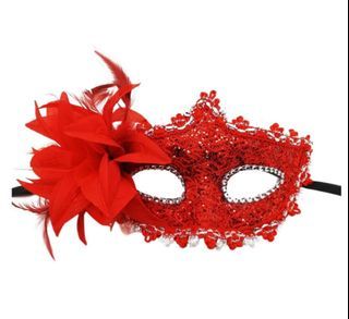 Lucky Doll® Red Enchanted Embroidered Lace Flower Pin-up Vintage Venetian Masquerade Mask