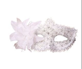 Lucky Doll® White Enchanted Embroidered Lace Flower Mask