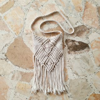 Macrame Crochet Bag Dirty White Handmade Handwoven Bag for Women TOPSHOP Branded Sling Beach Bag Vibes Aesthetics 🧺
