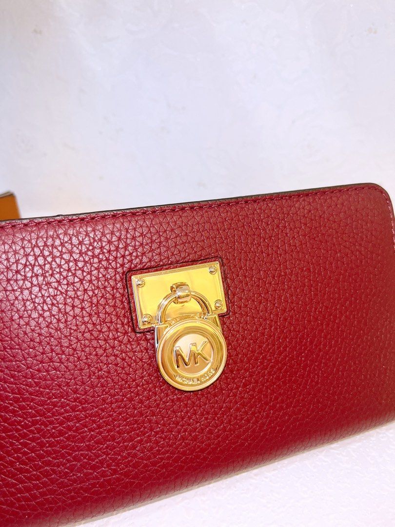 Michael Kors Hamilton Traveler Lg Zip Around Leather Merlot