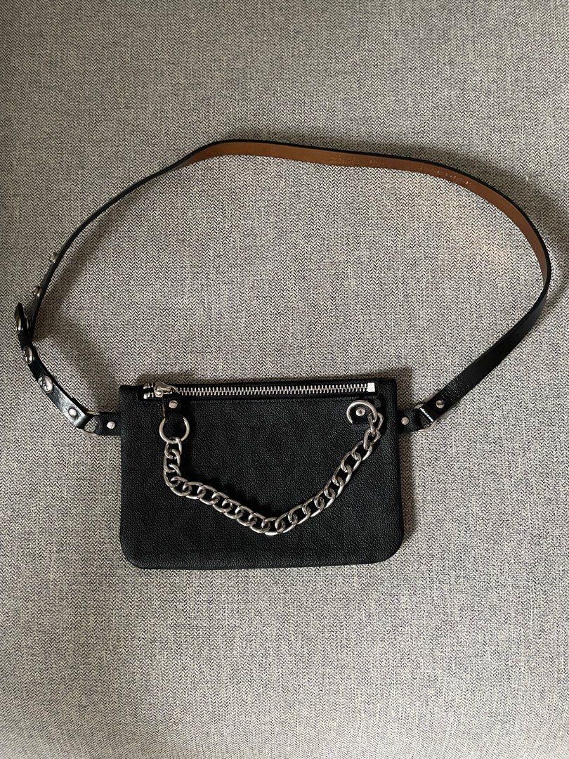 Michael kors belt bag with pull chain black on sale