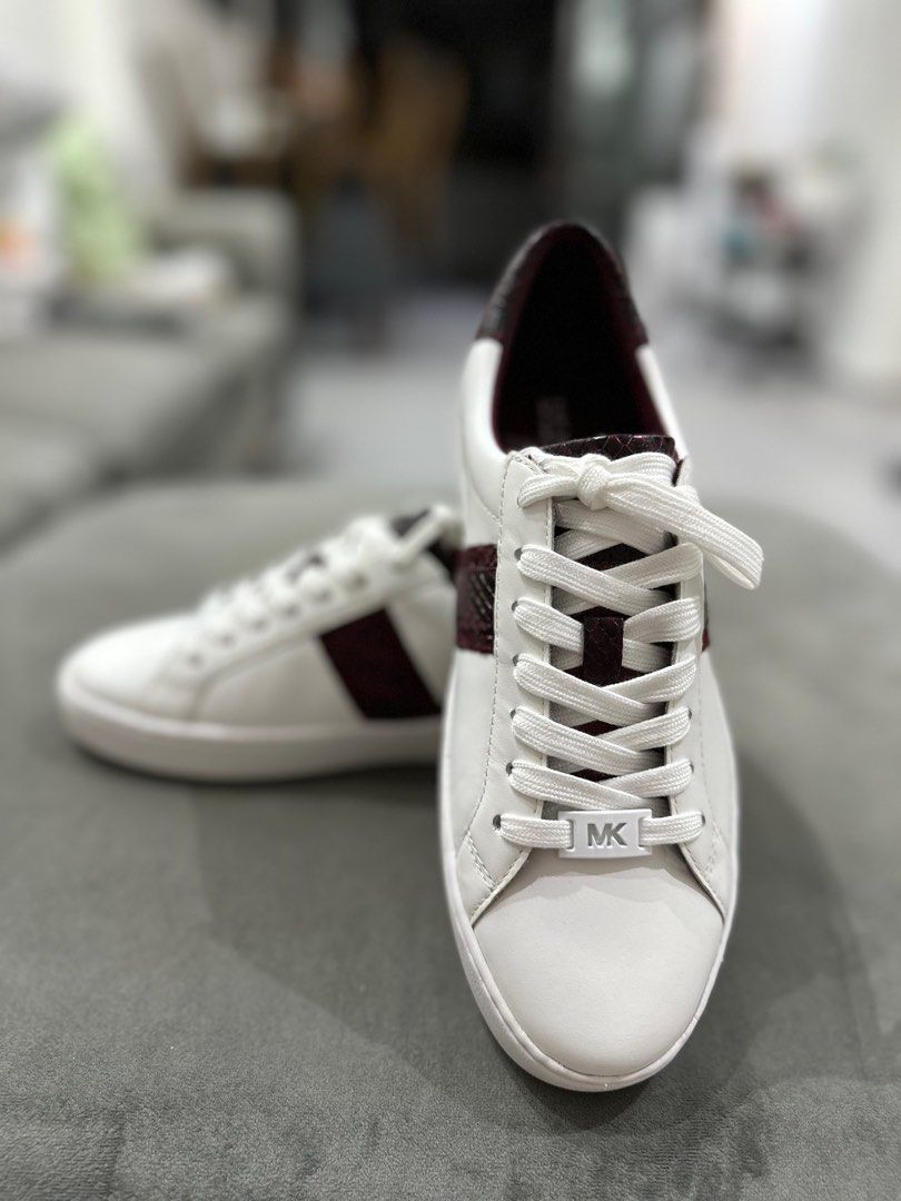 michael michael kors irving python embossed stripe leather sneaker