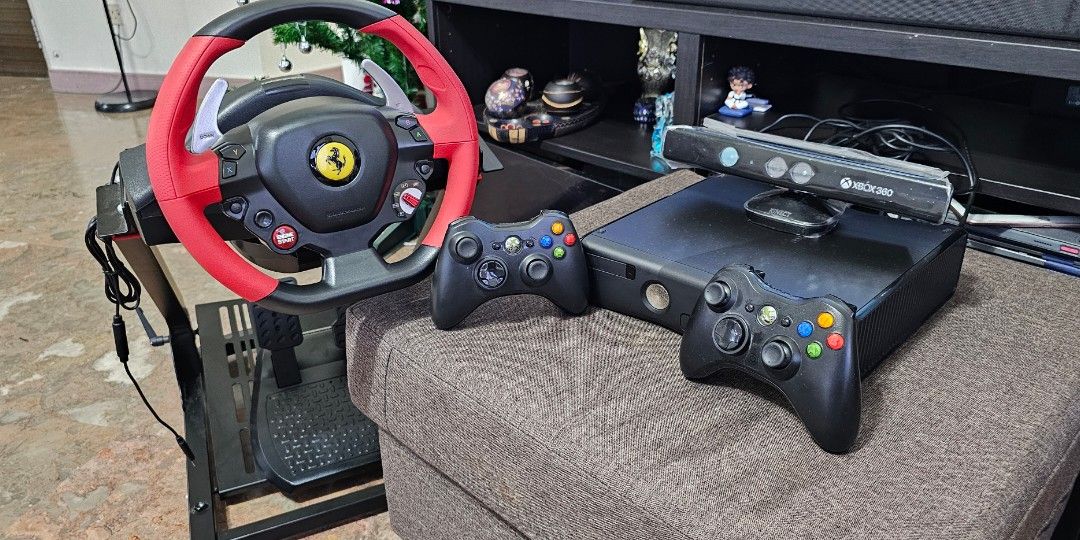 Microsoft xbox with Motion Sensor and Driving Wheel, Video Gaming