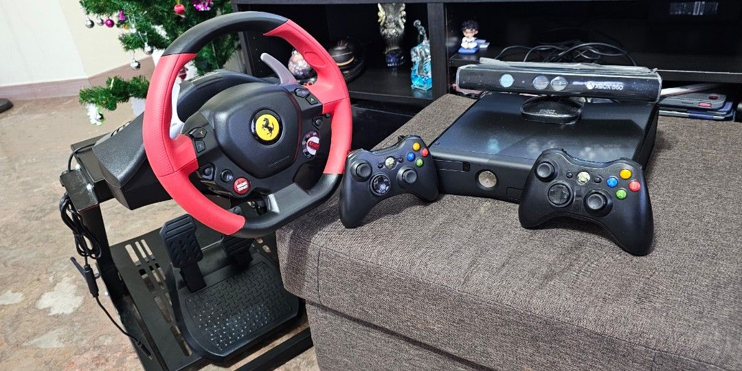 Microsoft xbox with Motion Sensor and Driving Wheel, Video Gaming