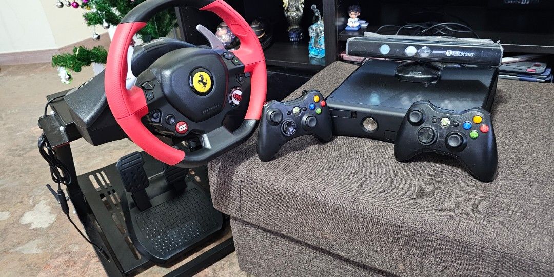 Microsoft xbox with Motion Sensor and Driving Wheel, Video Gaming