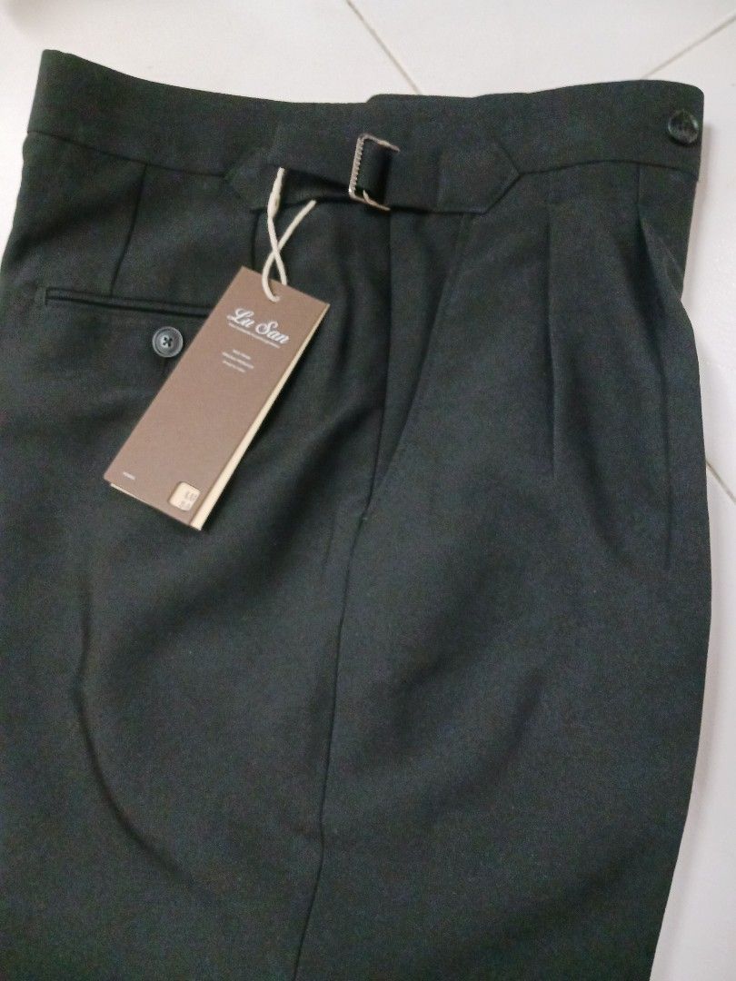 Retro Mens Cotton Naples Suit Pants Casual Trousers Straight High Waist  Slim Fit