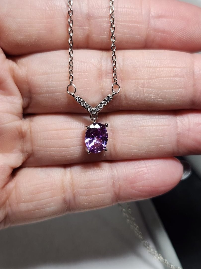 Purple on sale gemstone necklace