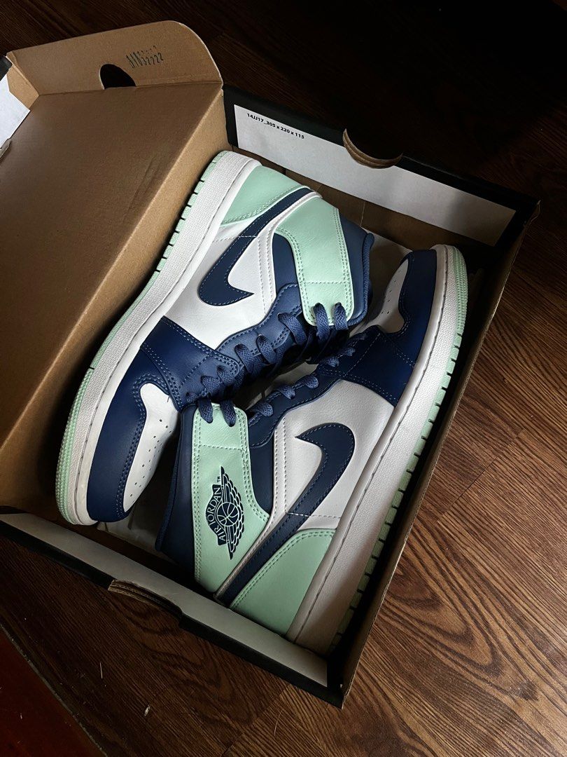 nike jordan 1 mid mix materials blue tan