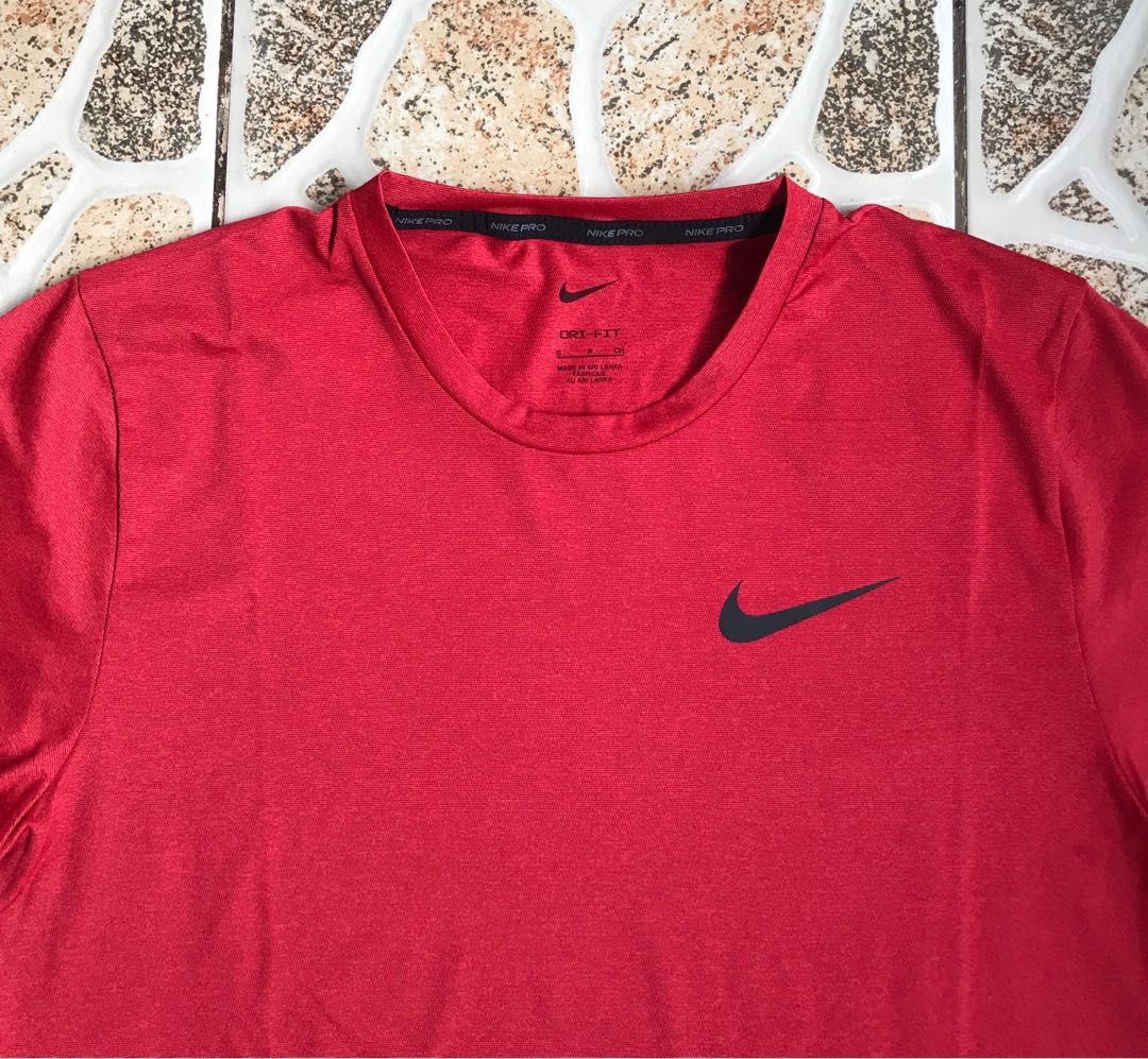 Nike Pro Dri-Fit Short Sleeve Top (Category: Activewear) located in Manila. Submitted by mr.quicky (Listing ID 1272501525, Image 2). Description: Brand new with tag Below sr Size small only Polyester Good for training or pang jog University Red .