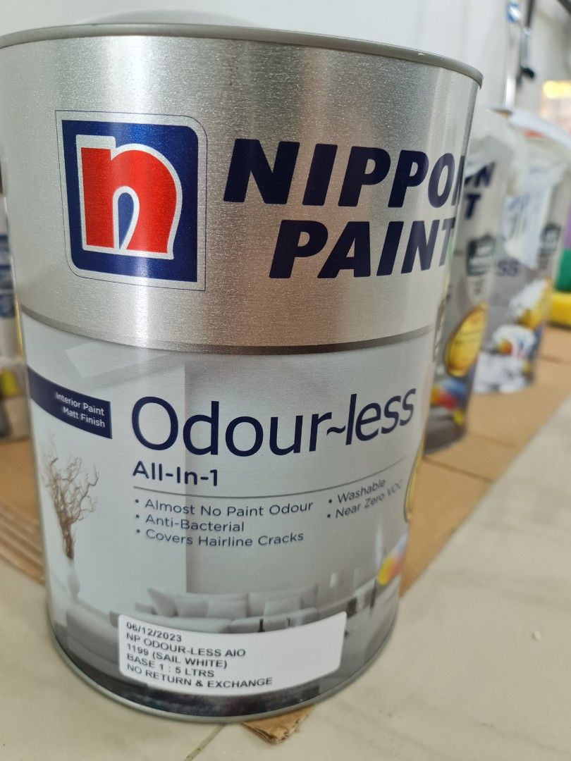 Nippon Paint odourless sail white (code 1199) 5ltr new, Furniture