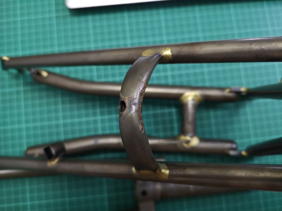 Original Raw lacquer Brompton front fork and rear triangle frame